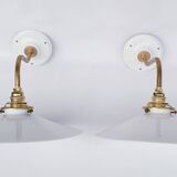 White opaline swan neck wall lights