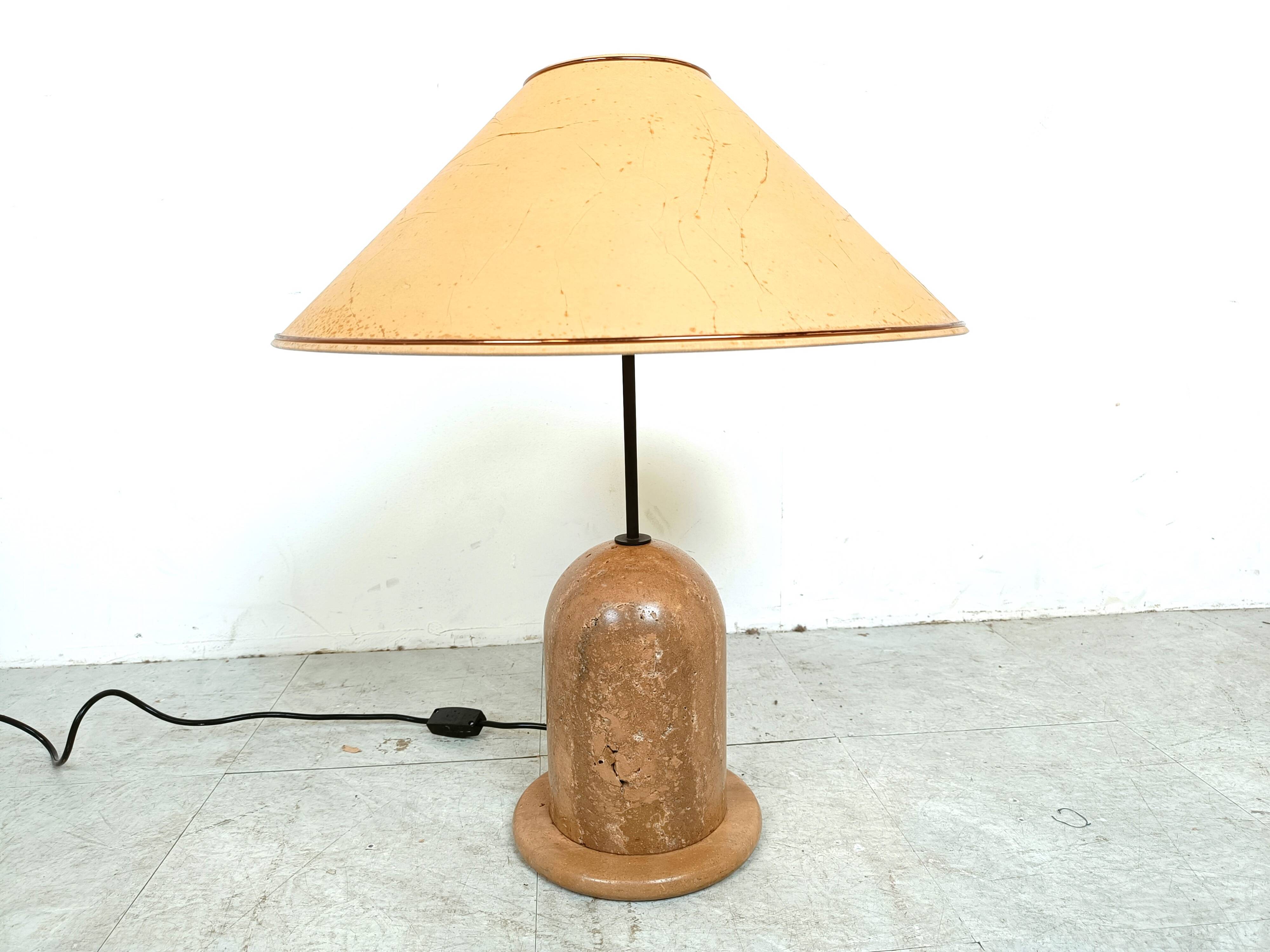 Vintage travertine table lamp, 1970s