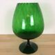 Green Empoli glass vase, cut on foot