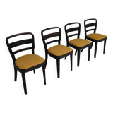 Lot de 4 chaises Thonet art déco 1930 , bouclette Jaune moutarde