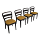 Set of 4 Thonet art deco chairs 1930, mustard yellow buckle