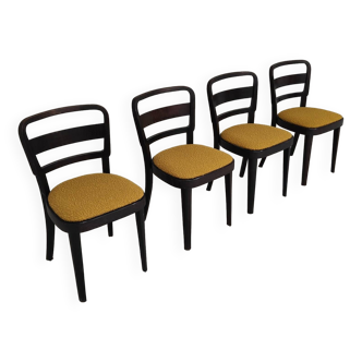 Lot de 4 chaises Thonet art déco 1930 , bouclette Jaune moutarde