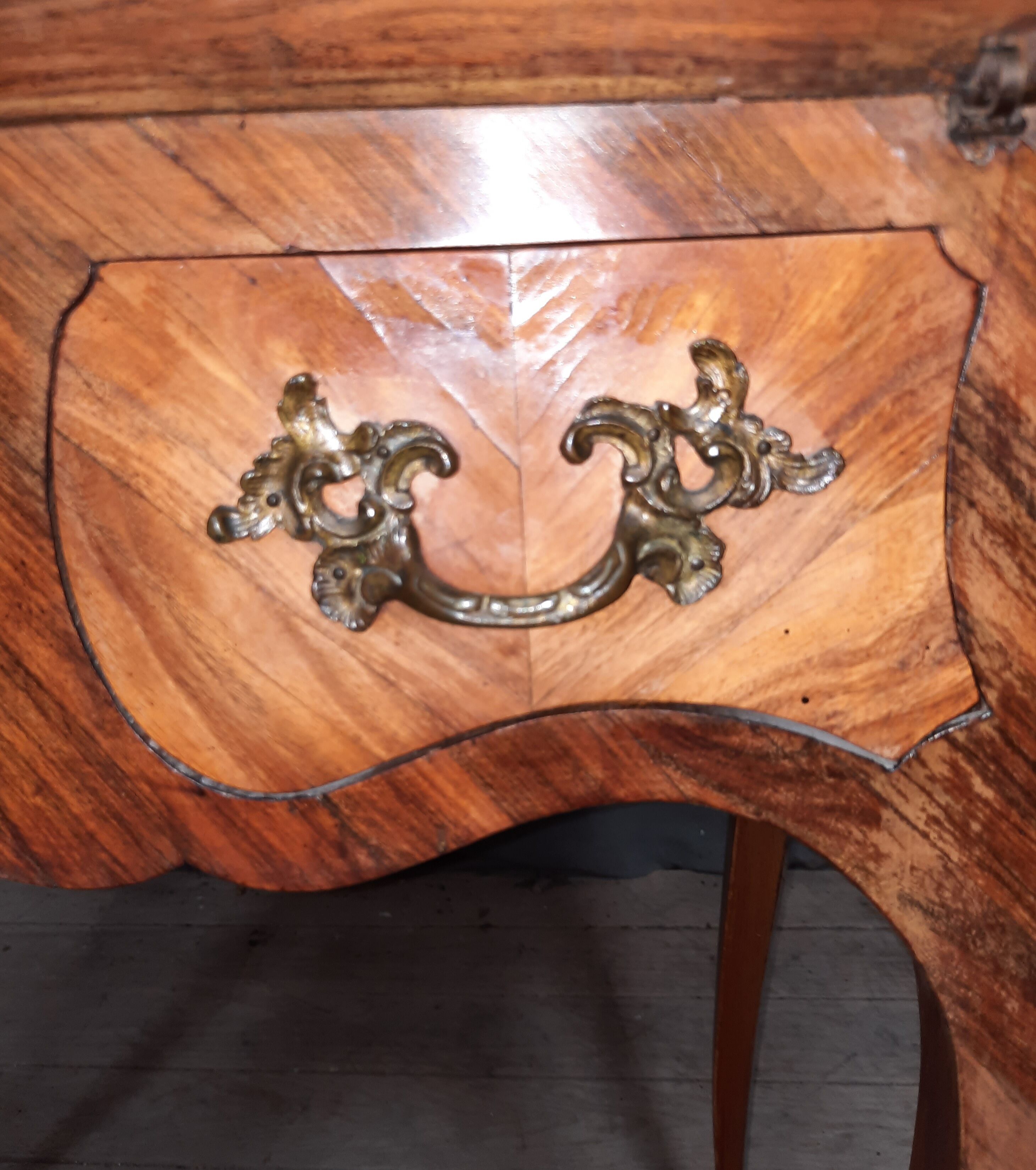 Louis XV style slope secretary desk in marquetry