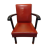 Ancien fauteuil skaï rouge