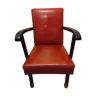 Old vintage red skai armchair