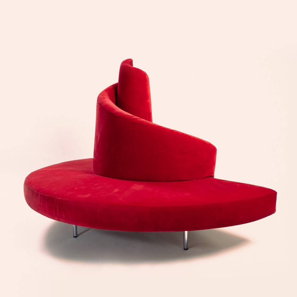 Red velvet Tatlin Sofa by Edra Italy