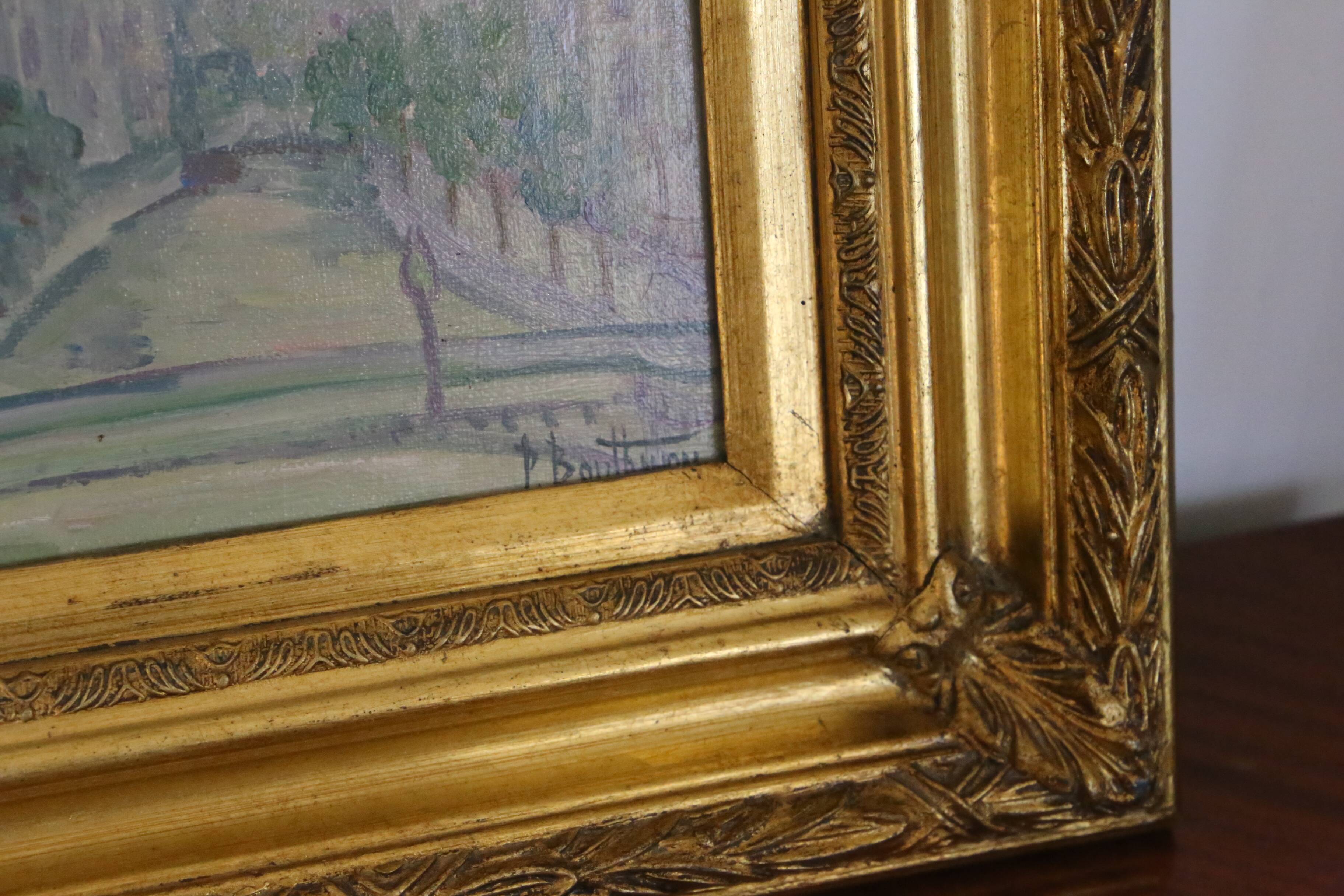 View of the Pont Tournelle, Paris, by Pierre Bouthinon, Oil painting