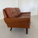 Vintage Danish mid-century Svend Skipper 2 person cognac leather sofa
