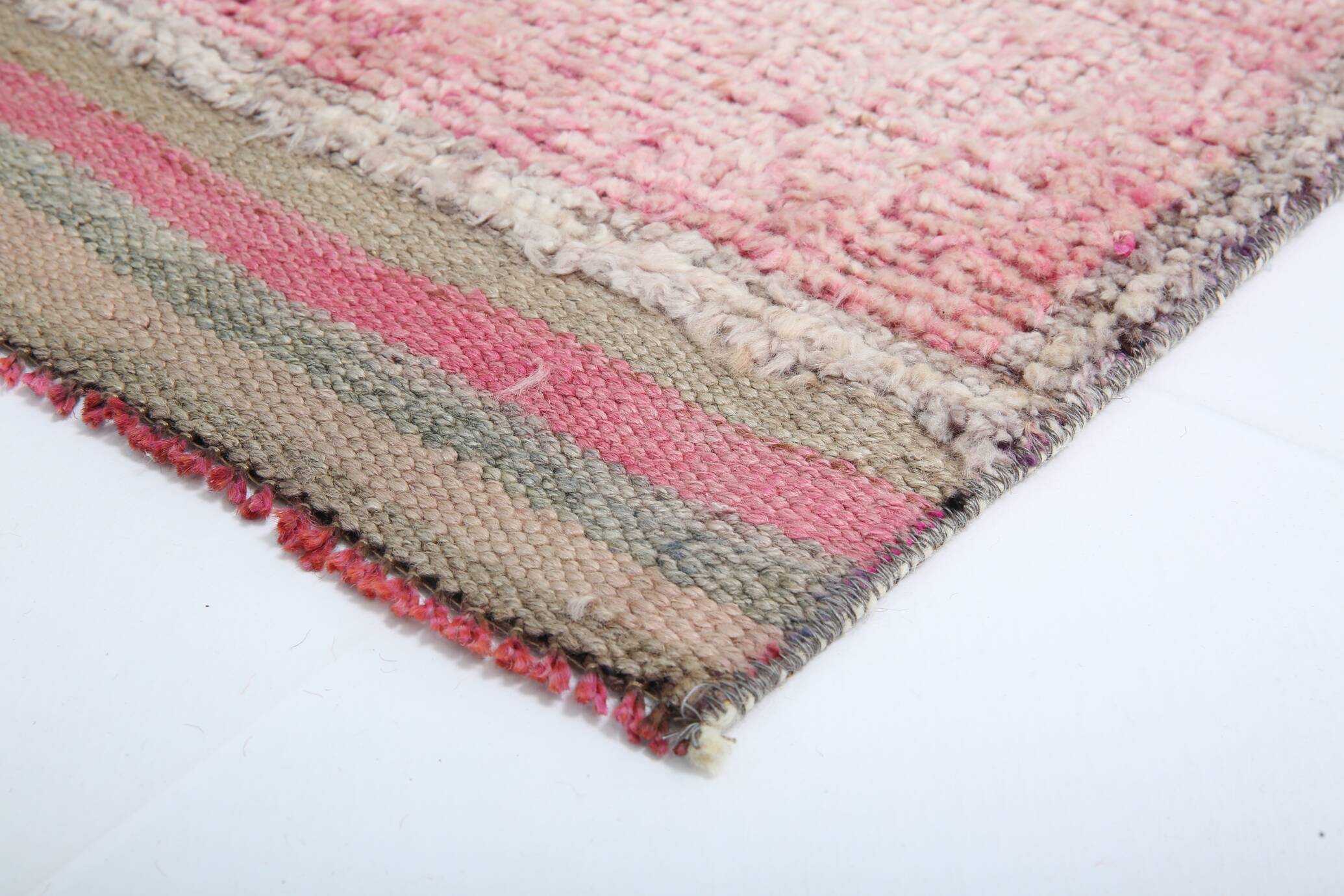 Tapis de couloir Oushak rose pâle