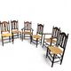 8 (2 x armrest) x ornate wood / bobbin / wicker dining chair / studded chairs