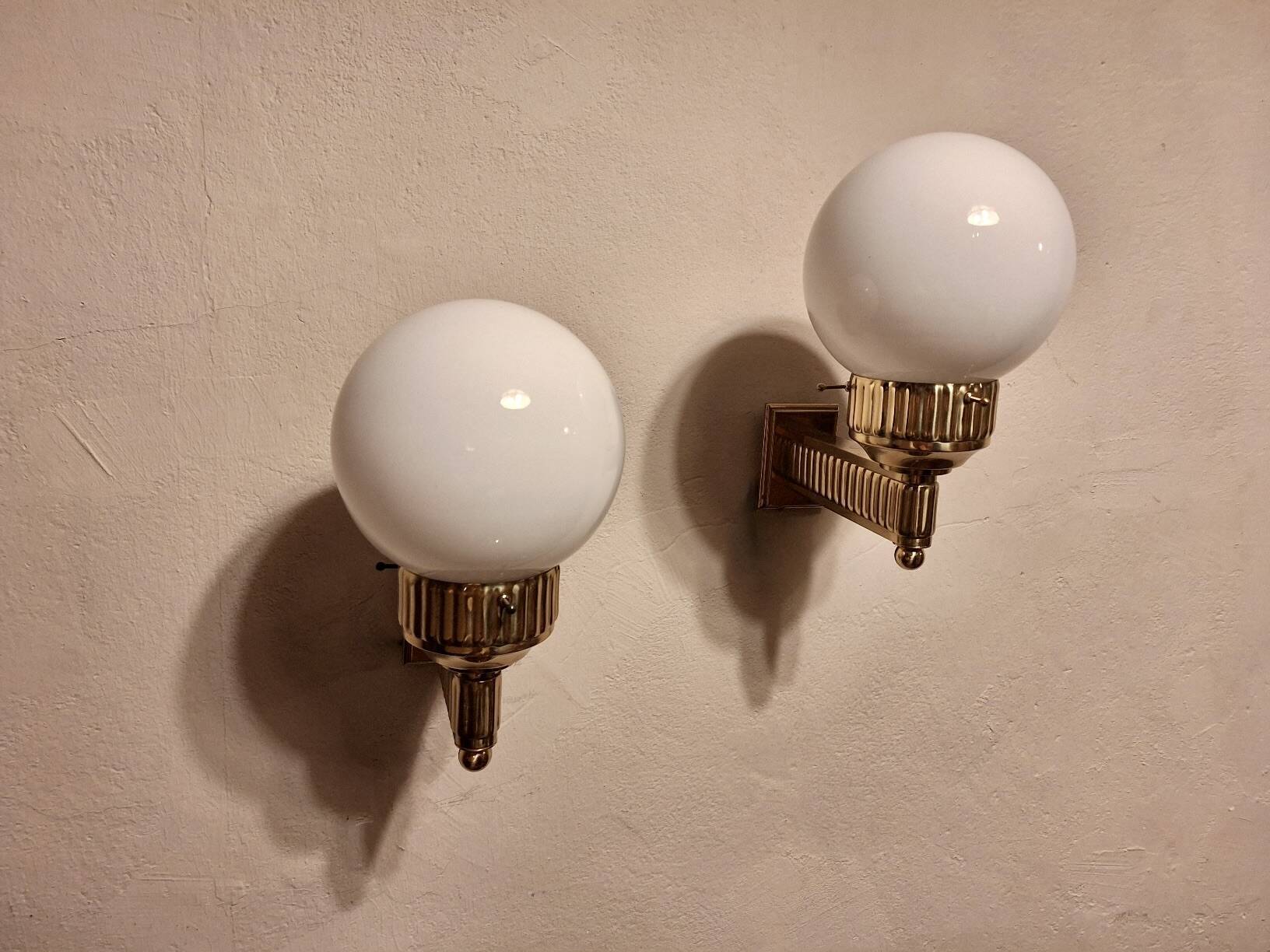 Pair of Astoria brass wall lights by Josef Hoffmann, WOKA Vienna re-edition