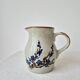 Petit pichet vintage en grès decor floral bleu de cobalt