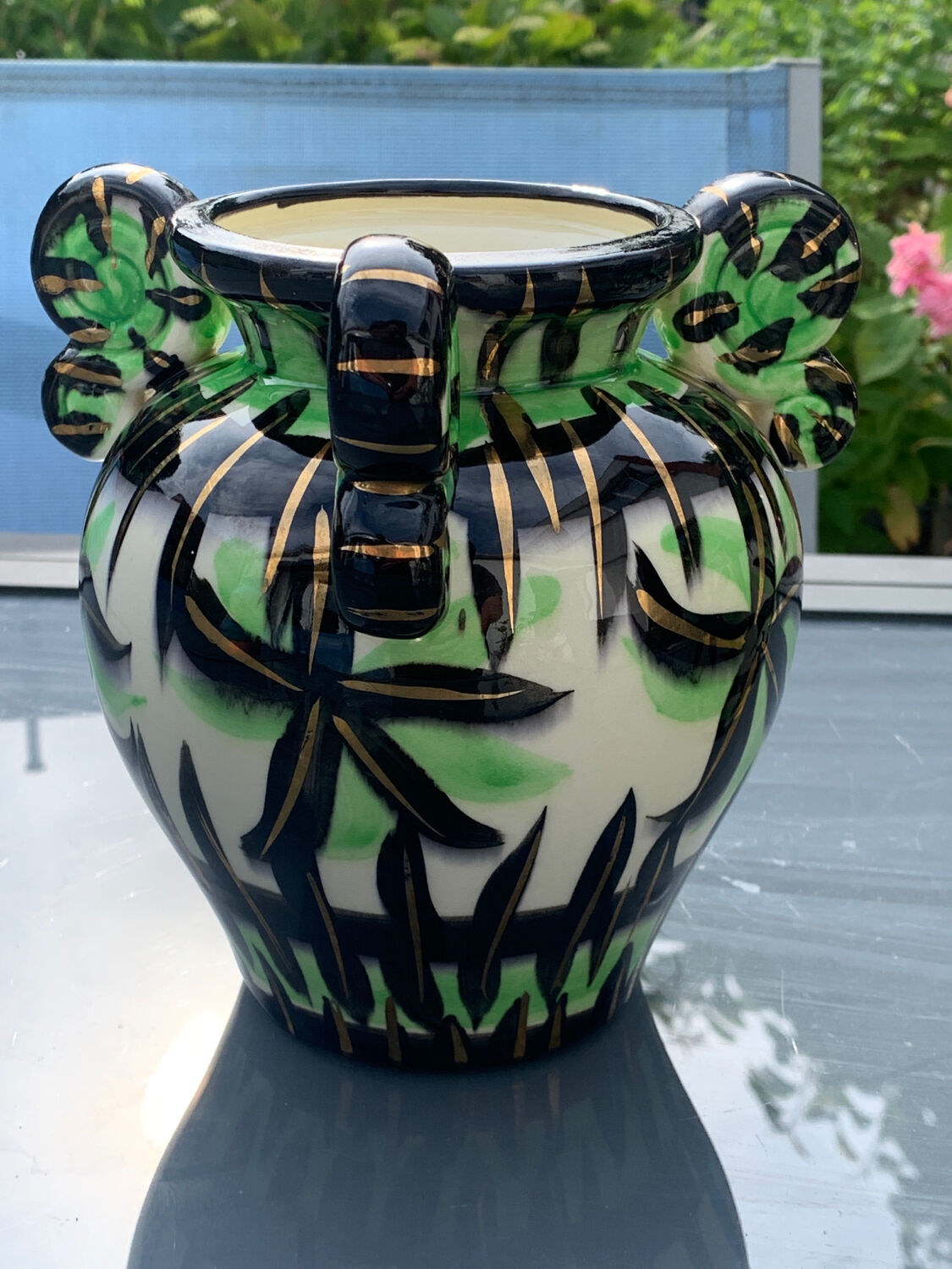 Pair of vases Vallauris decoration hand 561 signed