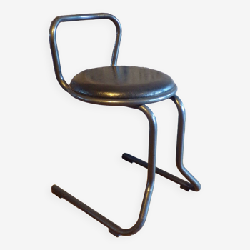 1980 steel and leatherette stool
