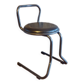 Tabouret 1980 acier et skaï