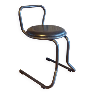 1980 steel and leatherette stool