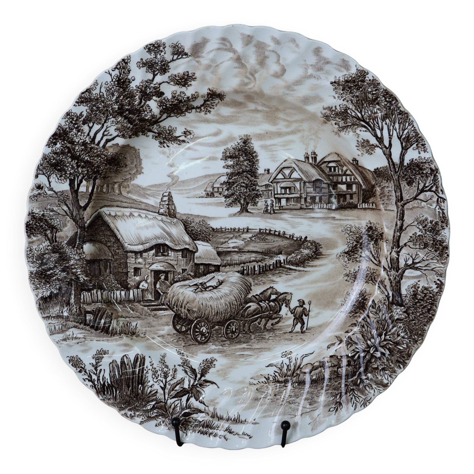Vintage English Staffordshire 'HAYRIDE' Round Dish