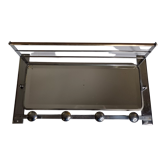 Portemanteau mural en métal chromé, miroir biseauté, 4 patères et un porte chapeau, années 50
