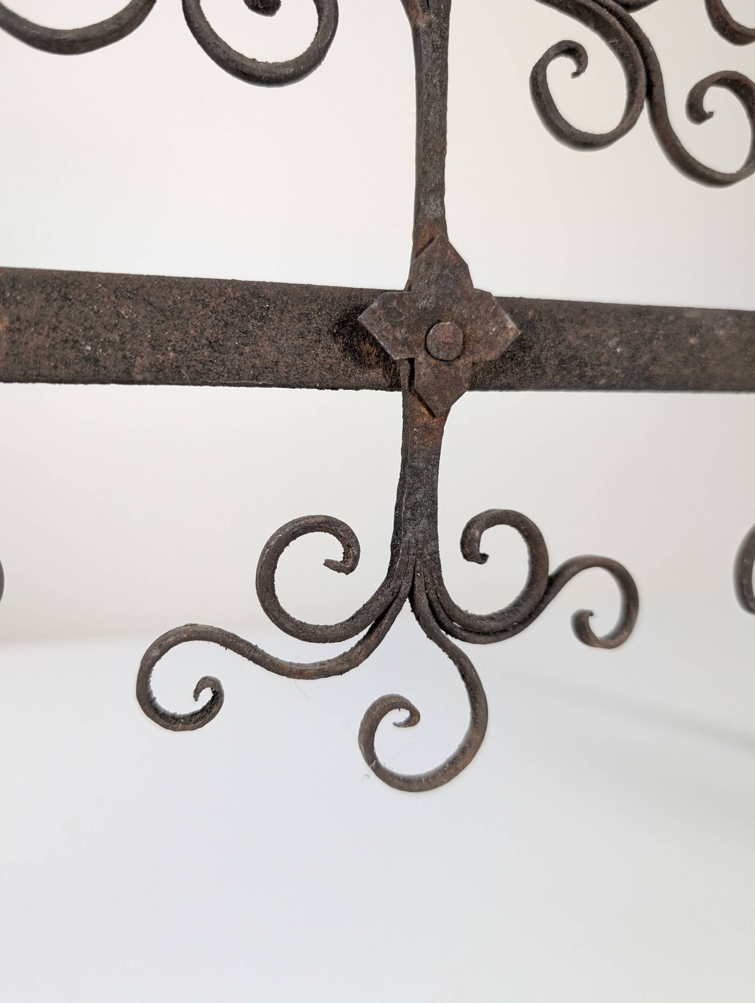 Spanish Wrought Iron Fireplace Screen Candelabra, Arts and Crafts, 1880s