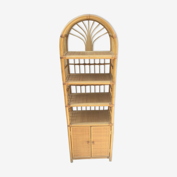 Rattan and bamboo shelf library