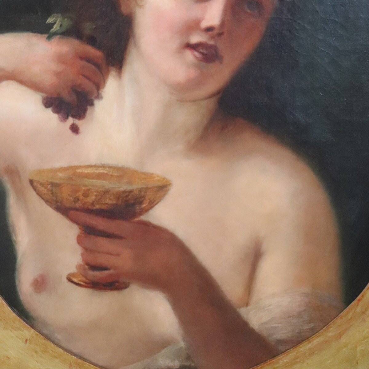 Mythological Figure Of Maenad, Oil Painting On Canvas, Italy 19th Century