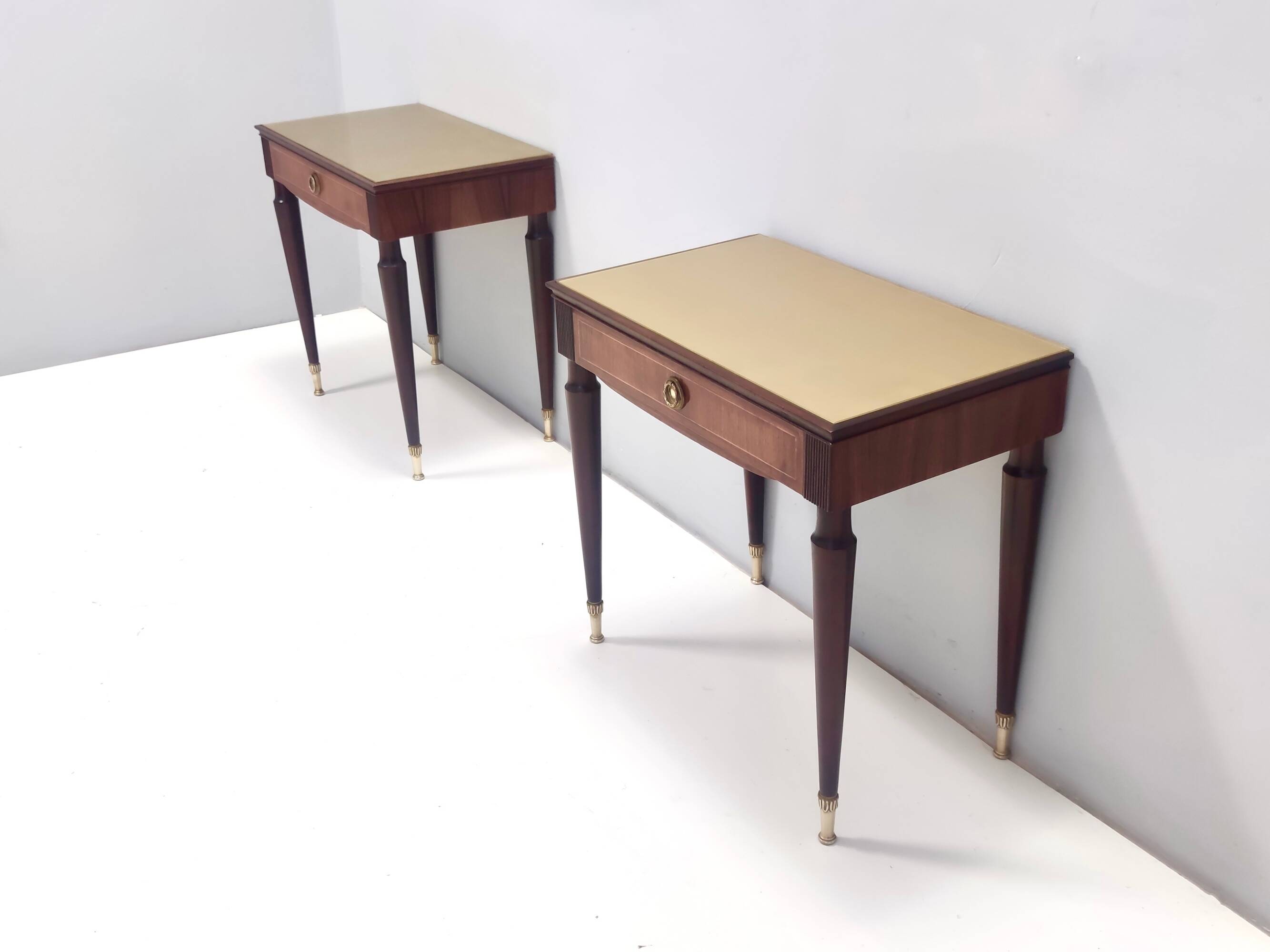 Pair of Beech and Ebonized Walnut Nightstands Attr. to Paolo Buffa, Italy