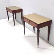 Pair of Beech and Ebonized Walnut Nightstands Attr. to Paolo Buffa, Italy