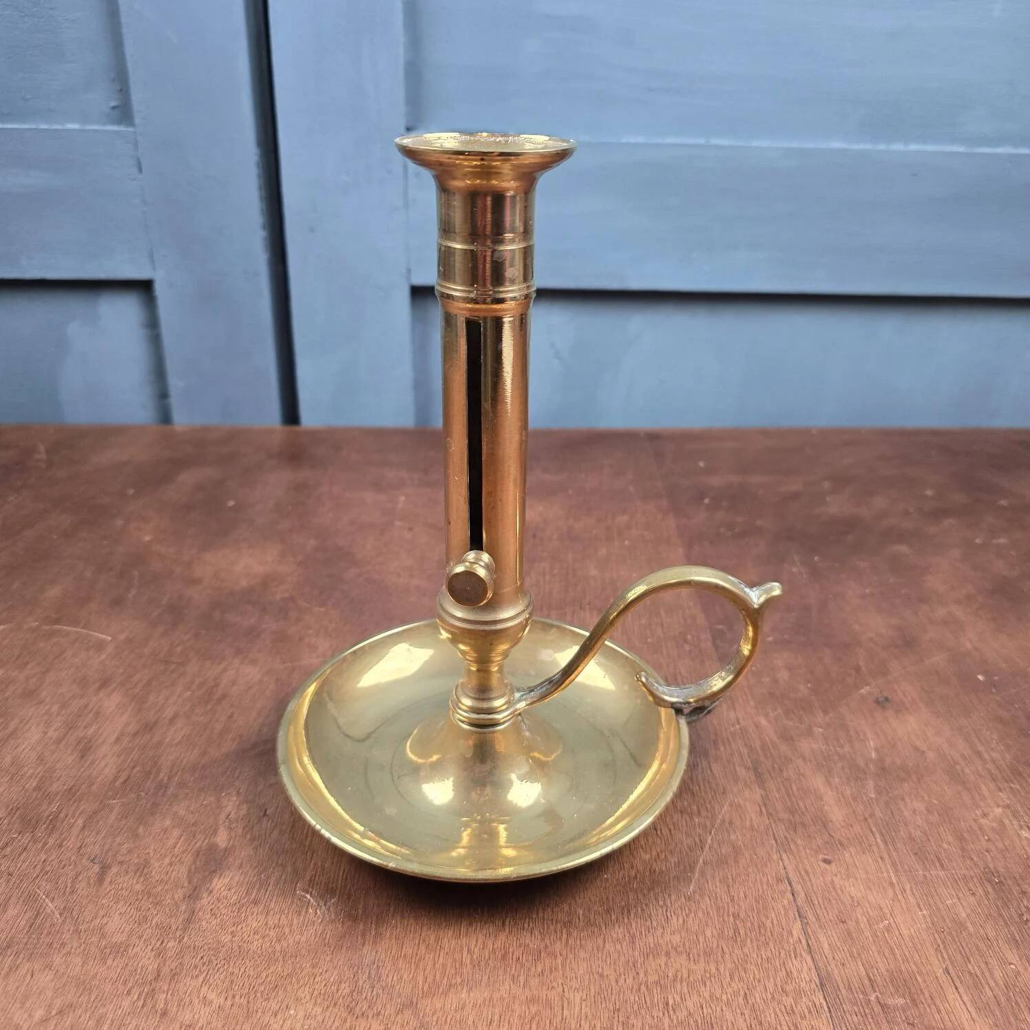 Old brass cellar rat, sliding candlestick 20 cm