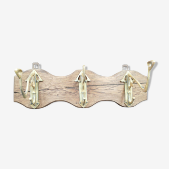 Oak and brass coat hanger