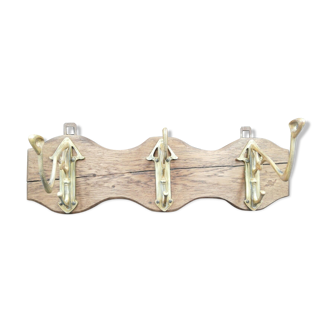 Oak and brass coat hanger