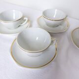 Set of 4 bistro coffee cups with gold rim