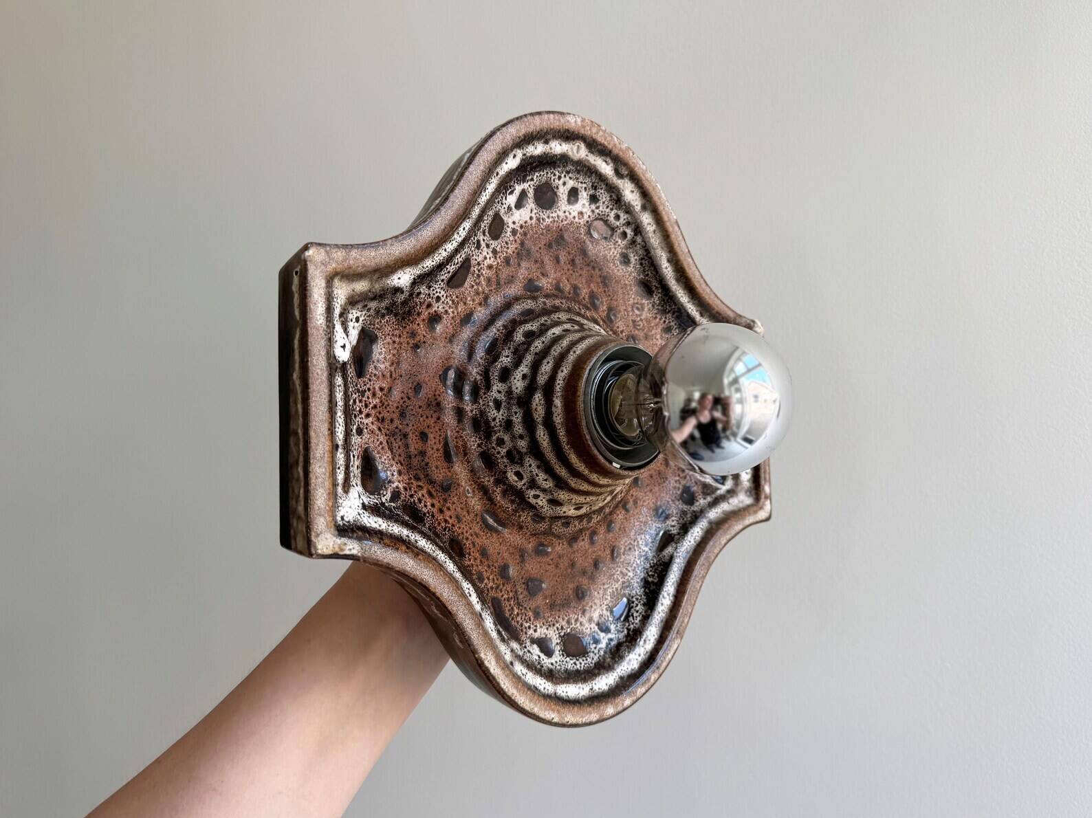 Vintage Fat Lava ceramic Hustadt Leuchten wall lamp