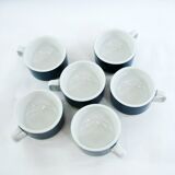 Blue porcelain coffee set - Pyroblan Sarreguemines France - vintage 80s