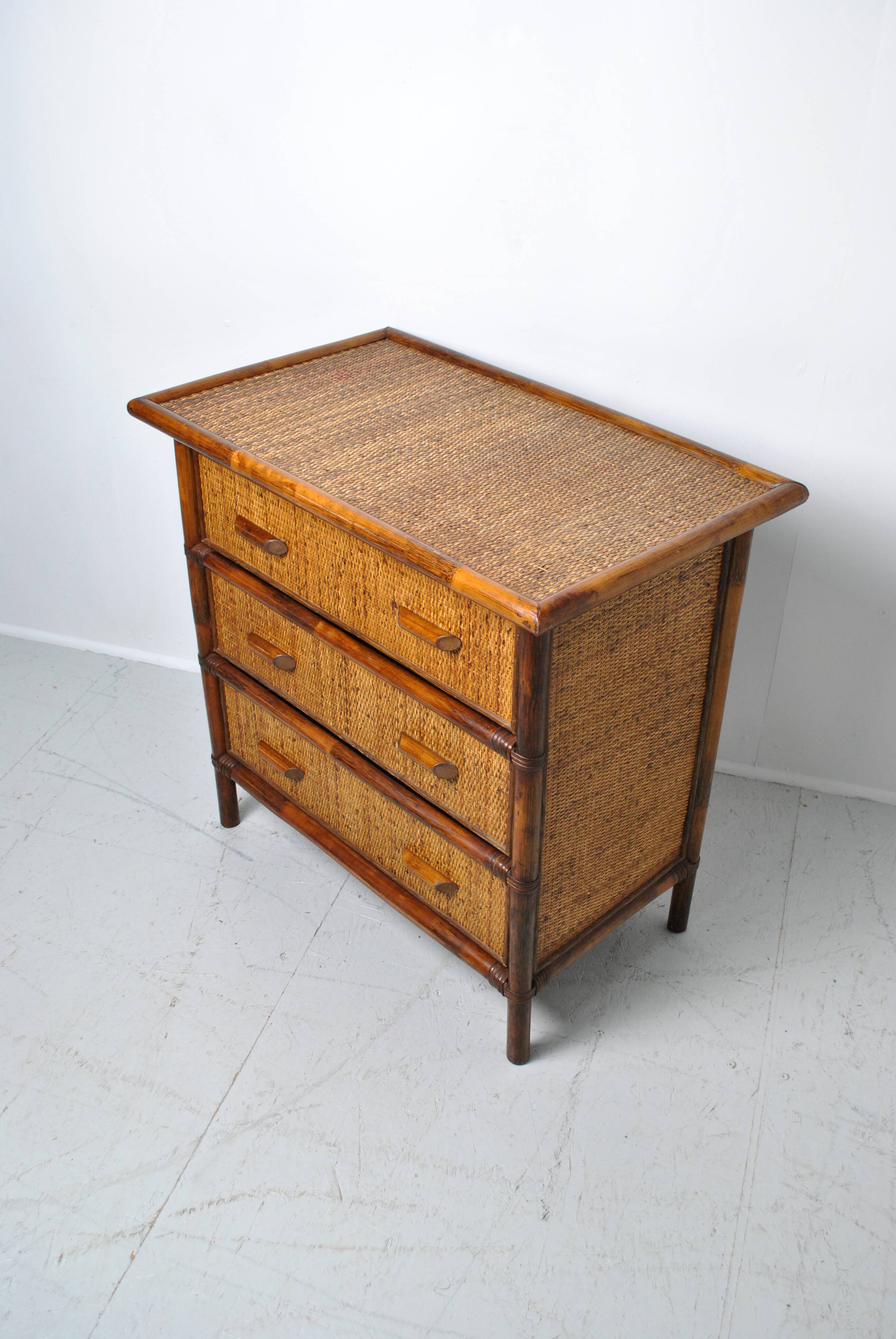 Commode en rotin 1970