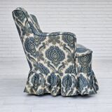 1970s, Danish 2-seater sofa, blue/white furniture fabric, beech wood.