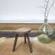 Vintage tripod stool in solid wood beaded legs