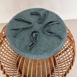 Bamboo Stool with new cushion, 1960s