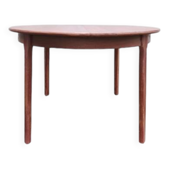 Vintage Scandinavian teak extendable round dining table 1960