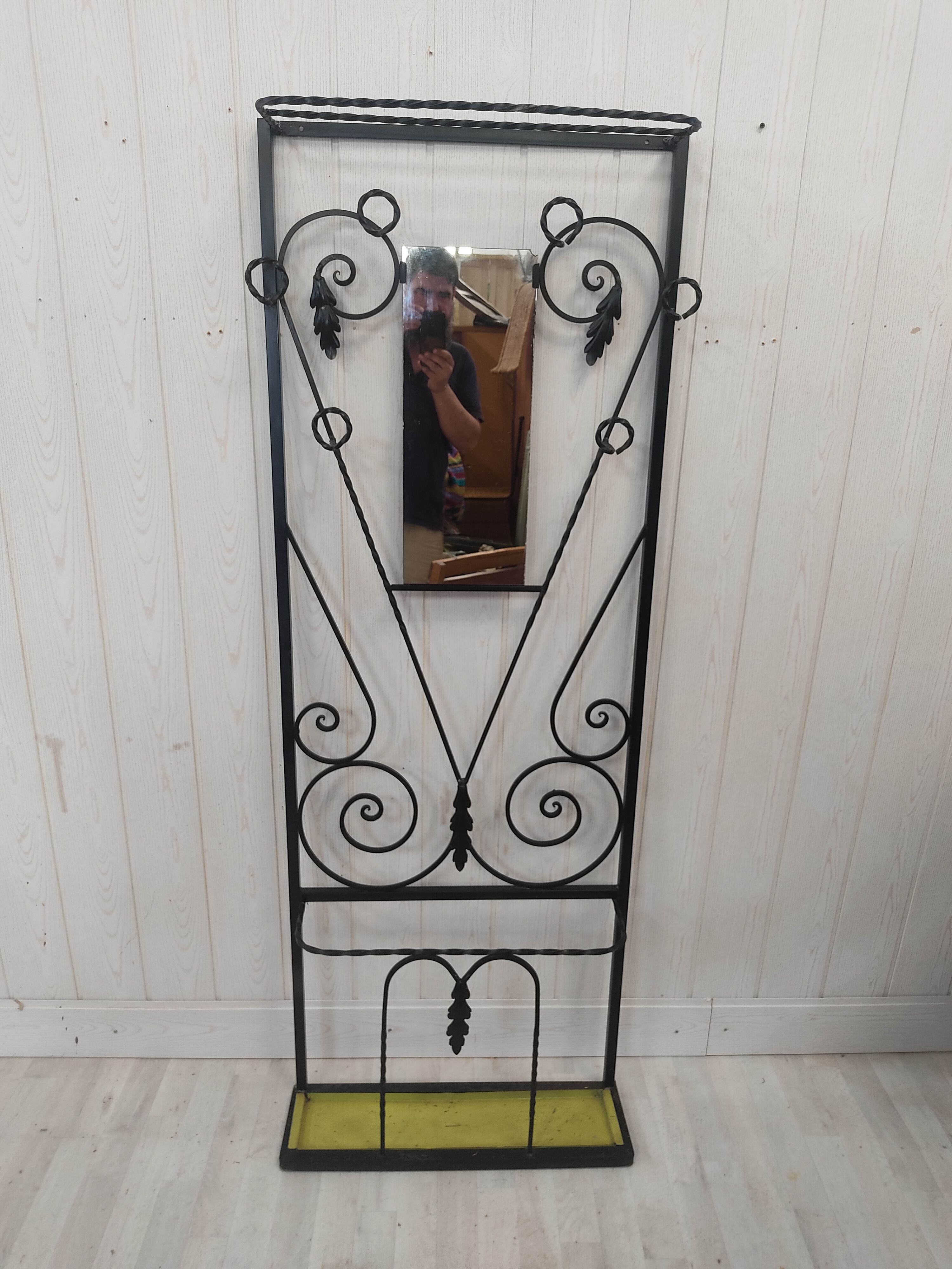 Wrought iron cloakroom coat rack