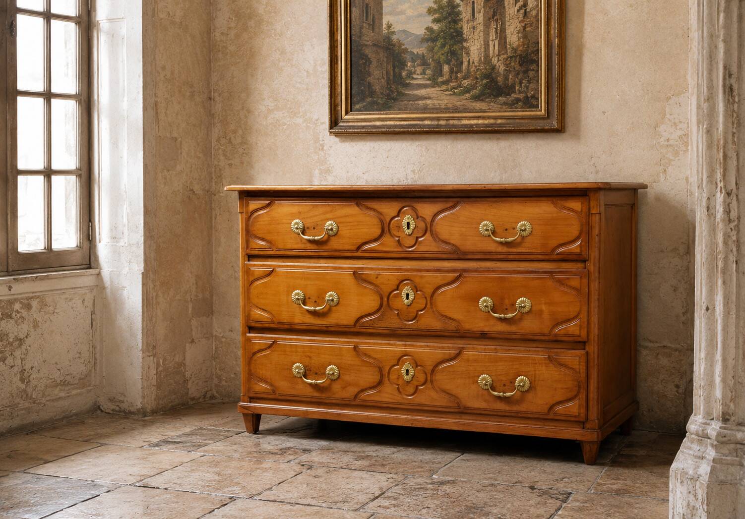 Louis XV commode in cherry wood – 18th century period