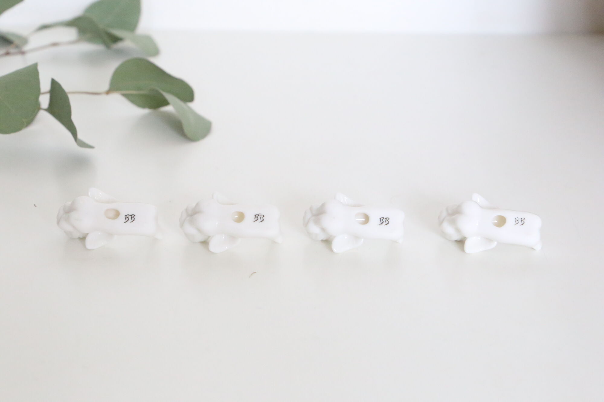 Set of 4 doors cherub knife, porcelain, vintage