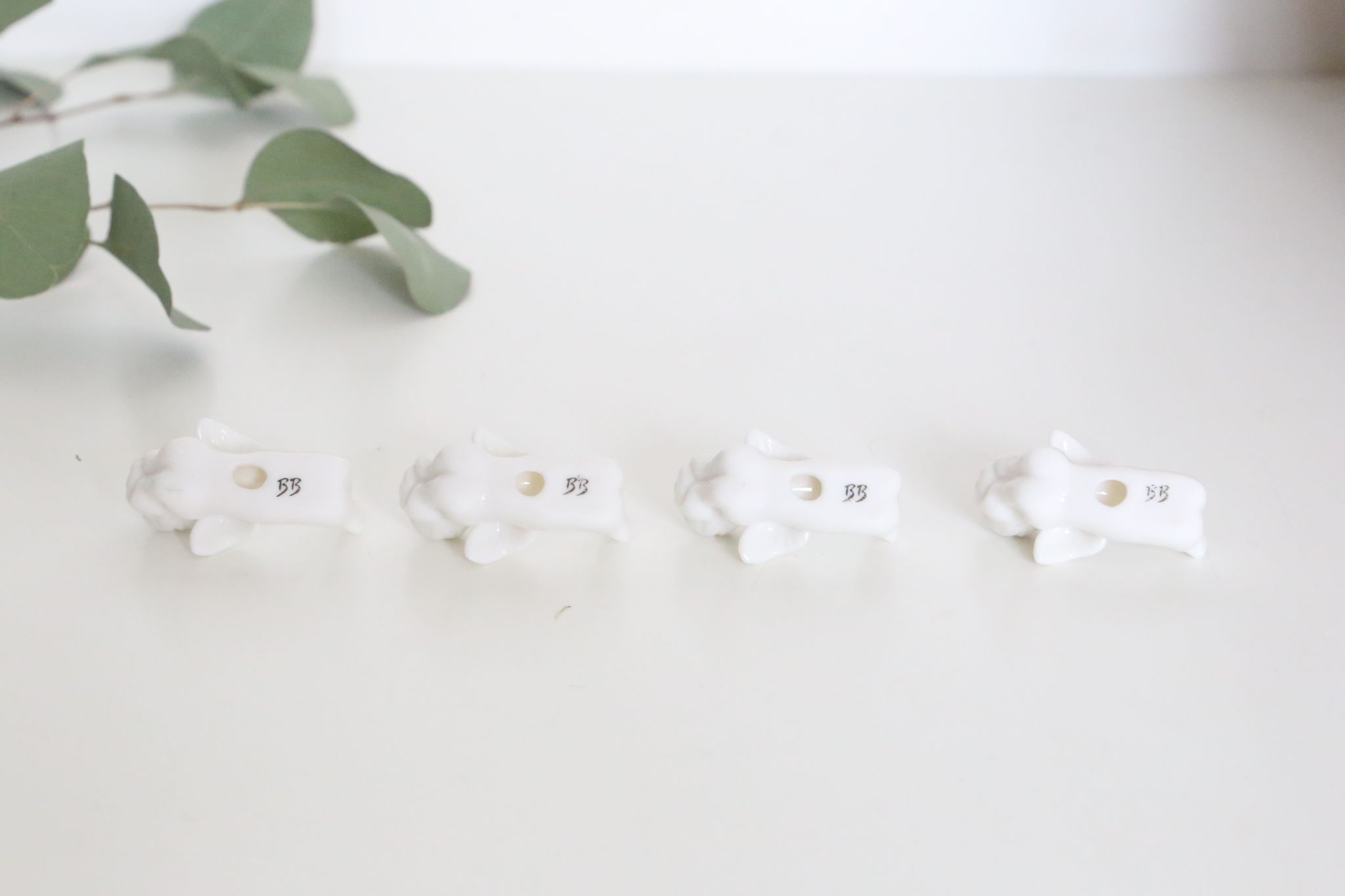 Set of 4 doors cherub knife, porcelain, vintage