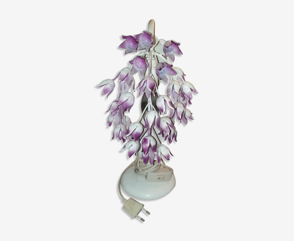 Vintage metal lamp with flowers