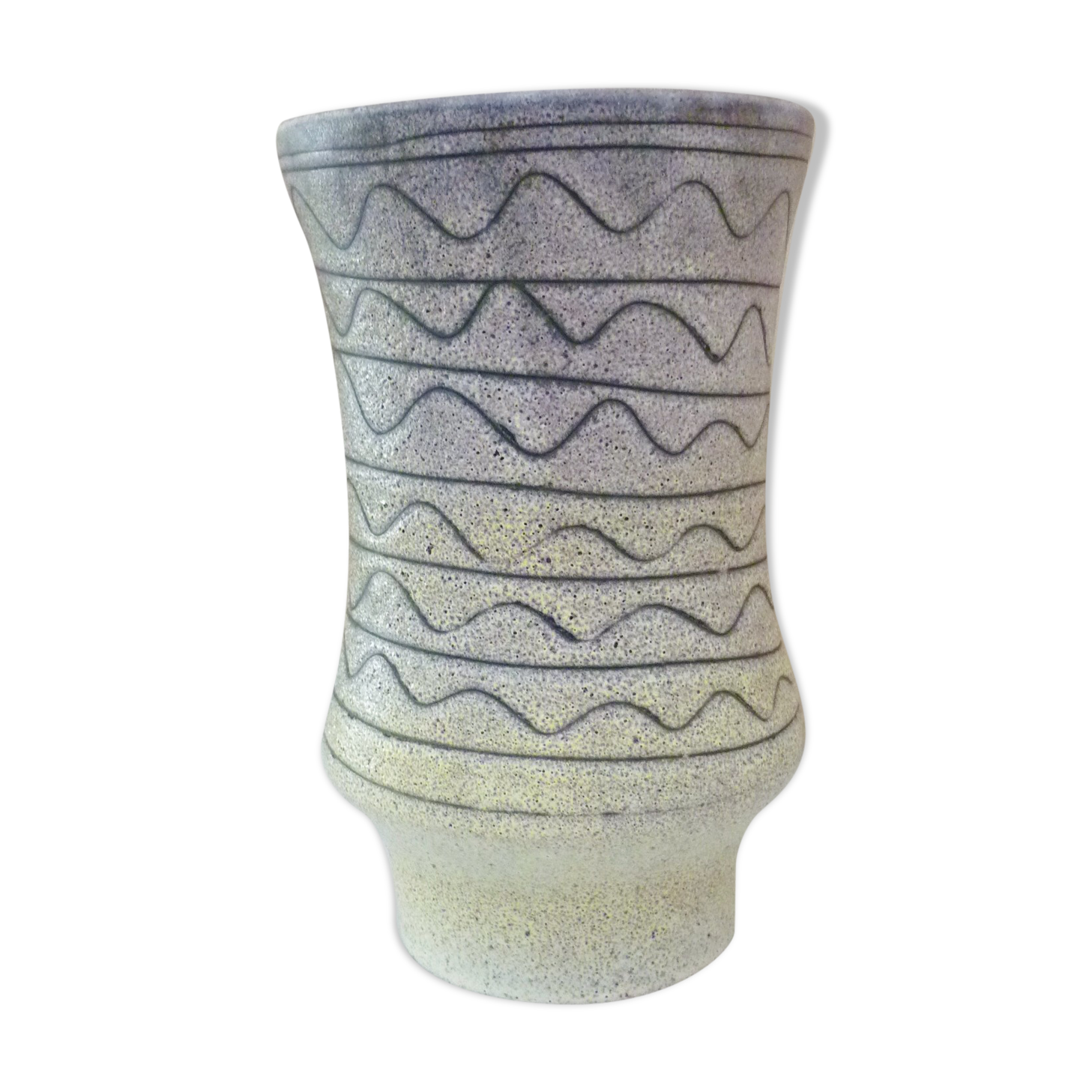 Vase céramique scarifié simpliste signé Jean Austruy, années 60/70, Vallauris