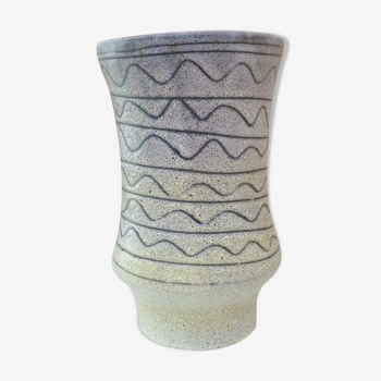Vase céramique scarifié simpliste signé Jean Austruy, années 60/70, Vallauris