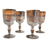 Set of 4 stemmed glasses with chiseled decoration