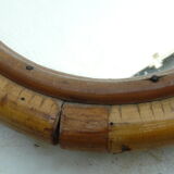 Miroir oval en bambou  années 60 - 37x29cm