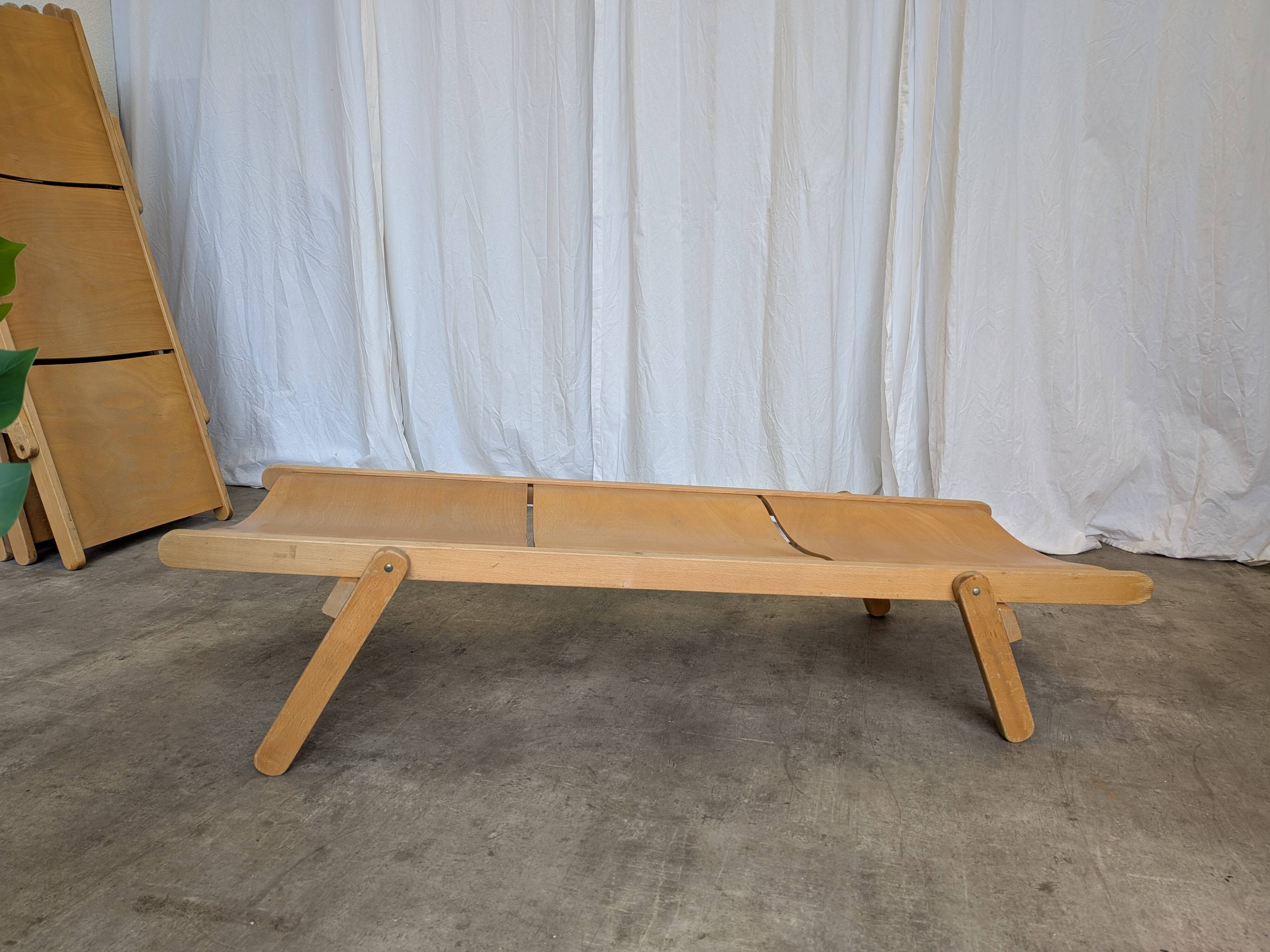 Vintage Folding Wooden Daybed /by Niko Kralj for Stol Kamnik / 1970s