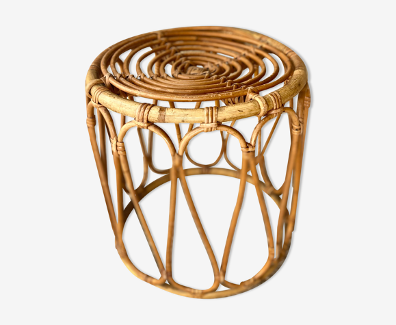 Tabouret en rotin vintage