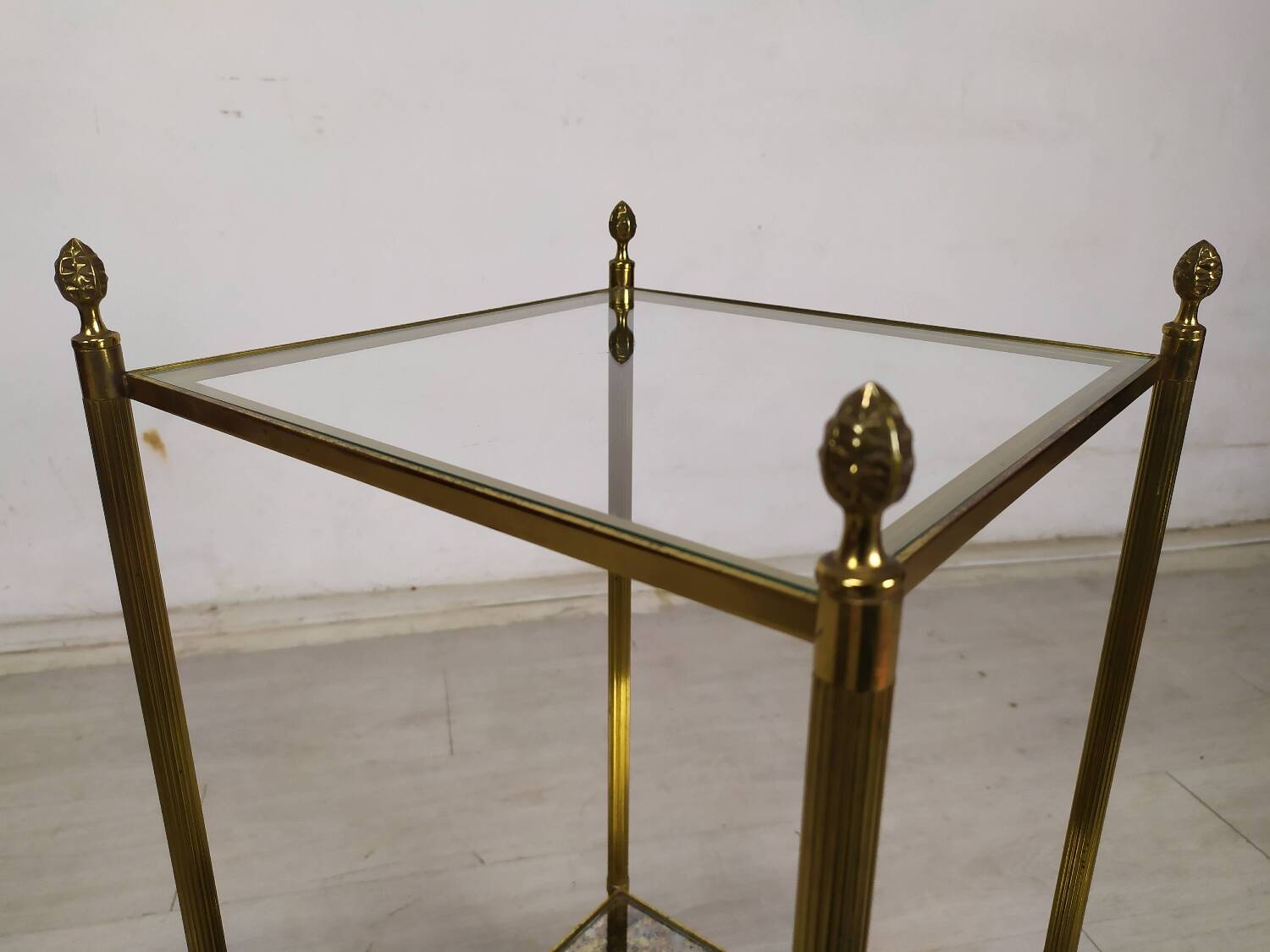 Brass glass side table